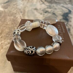 Retired Silpada Sterling Silver & Bead Stretch Bracelet